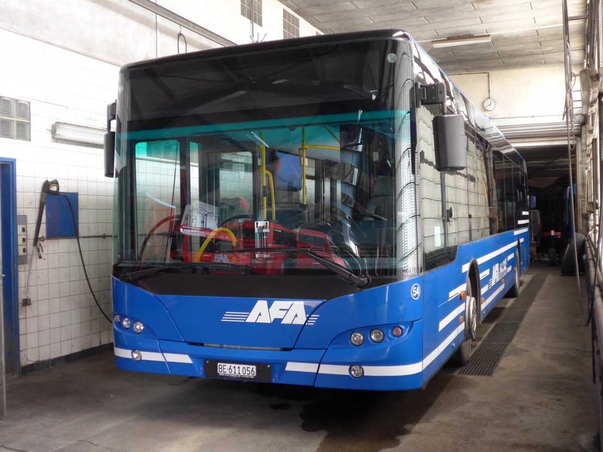 (153'520) - AFA Adelboden - Nr. 54/BE 611'056 - Neoplan (ex VBZ Z�rich Nr. 243) am 1. August 2014 im Autobahnhof Adelboden