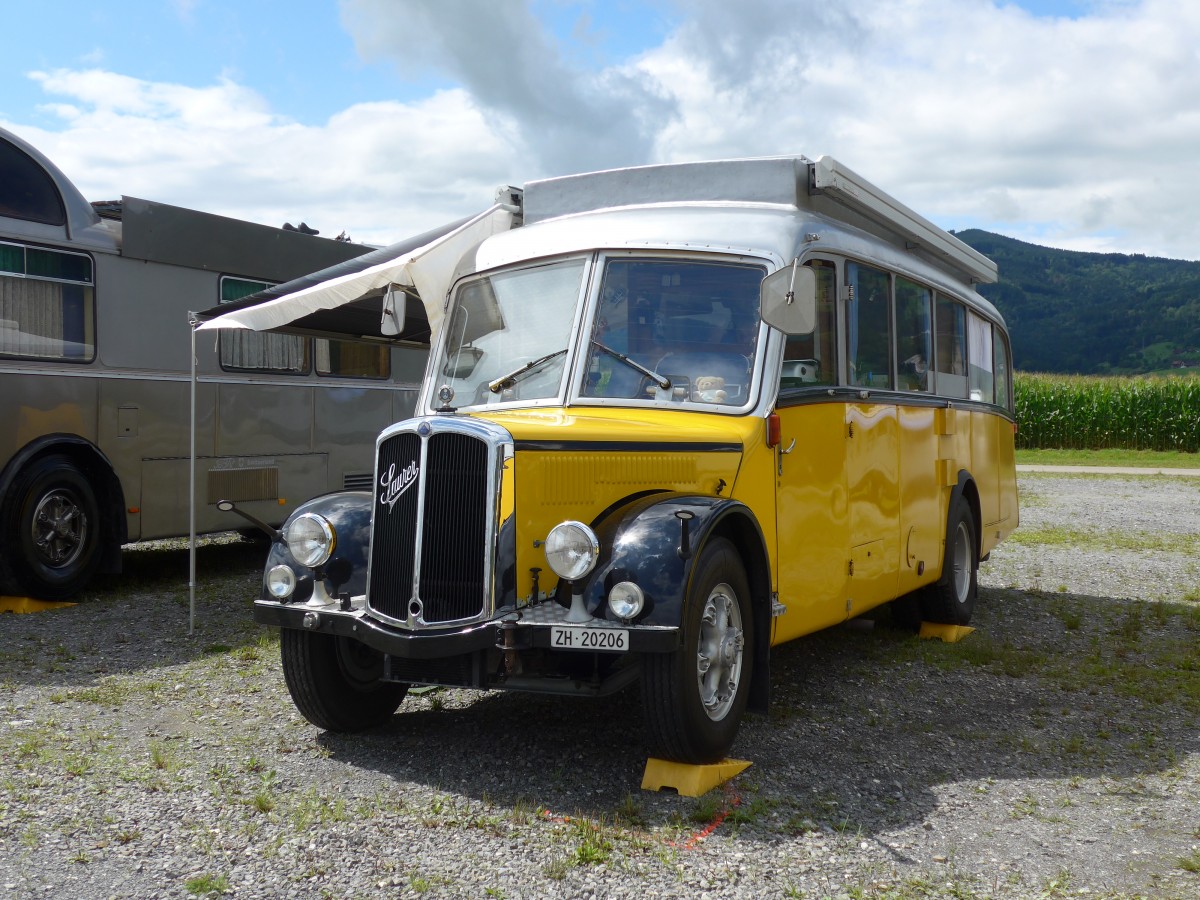 (153'823) - Langenegger A., W�denswil - ZH 20'206 - Saurer/Krapf (ex Tscharner, Thusis) am 16. August 2014 in Altst�tten, Allmendplatz