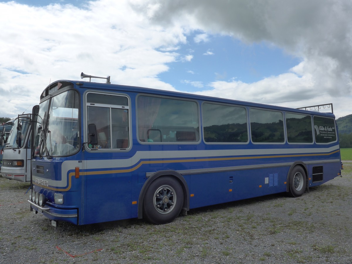 (153'831) - Steinauer, Einsiedeln - SZ 25'115 - Saurer/R&J (ex Albin, F�llanden; ex SBB Bern; ex Sol�r&Fontana, Ilanz; ex P 24'359) am 16. August 2014 in Altst�tten, Allmendplatz