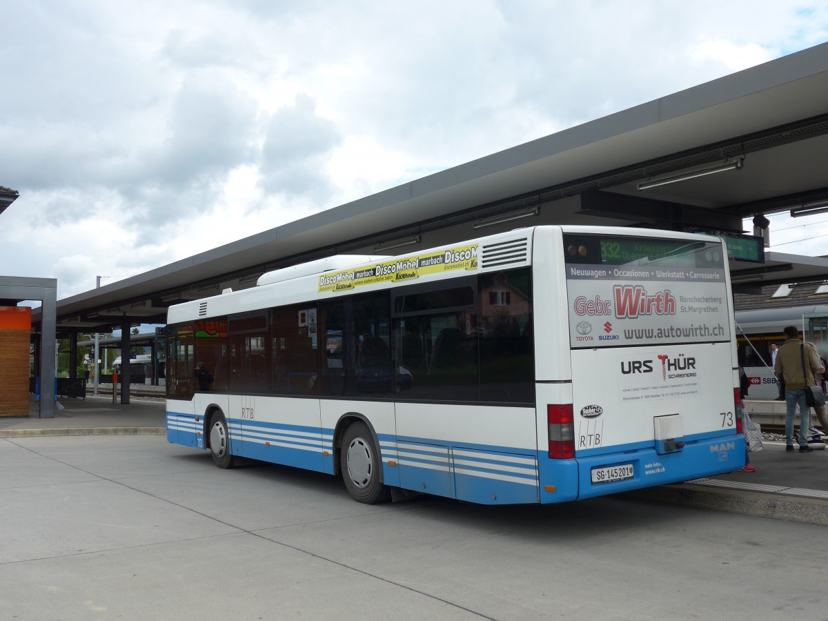(153'903) - RTB Altst�tten - Nr. 73/SG 145'201 - MAN am 16. August 2014 beim Bahnhof Altst�tten
