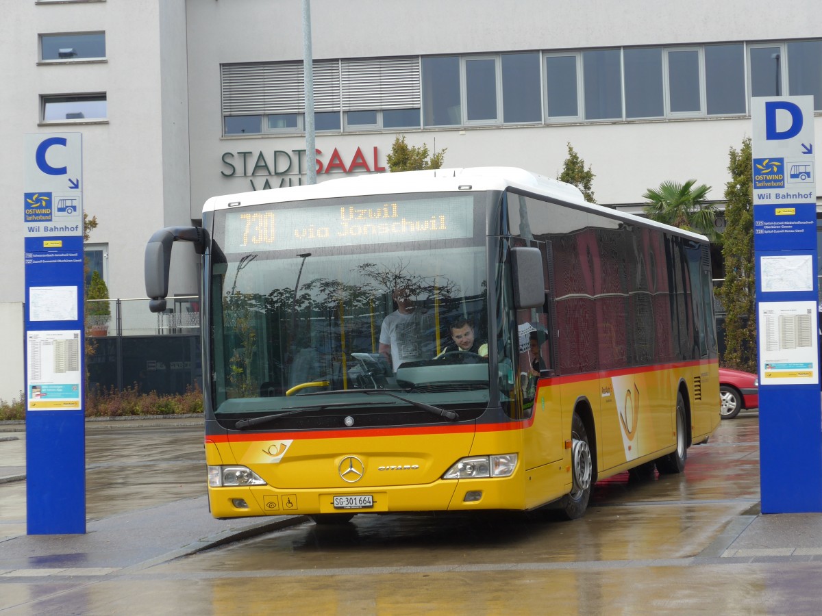(153'925) - Schmidt, Oberb�ren - SG 301'664 - Mercedes am 16. August 2014 beim Bahnhof Wil