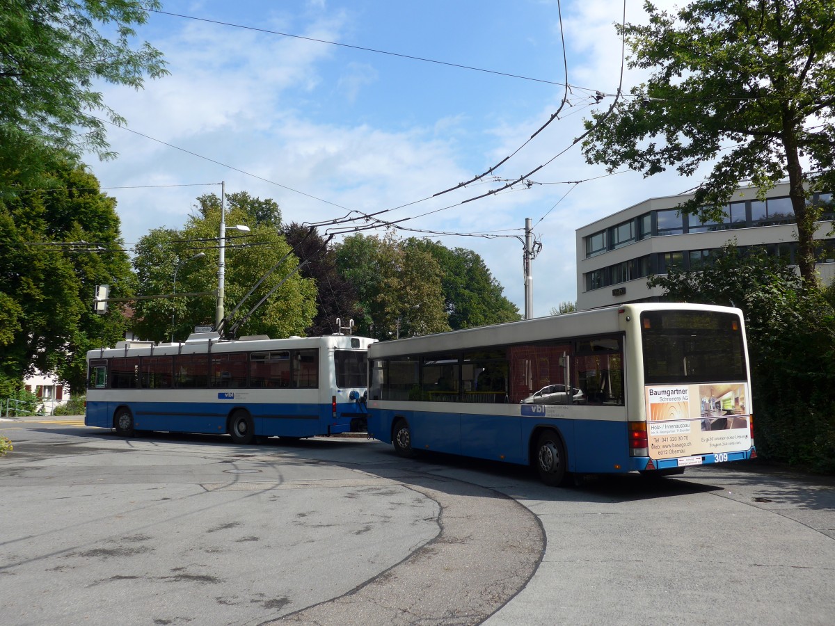 (154'053) - VBL Luzern - Nr. 309 - Lanz+Marti/Hess Personenanh�nger am 19. August 2014 in Luzern, Maihof
