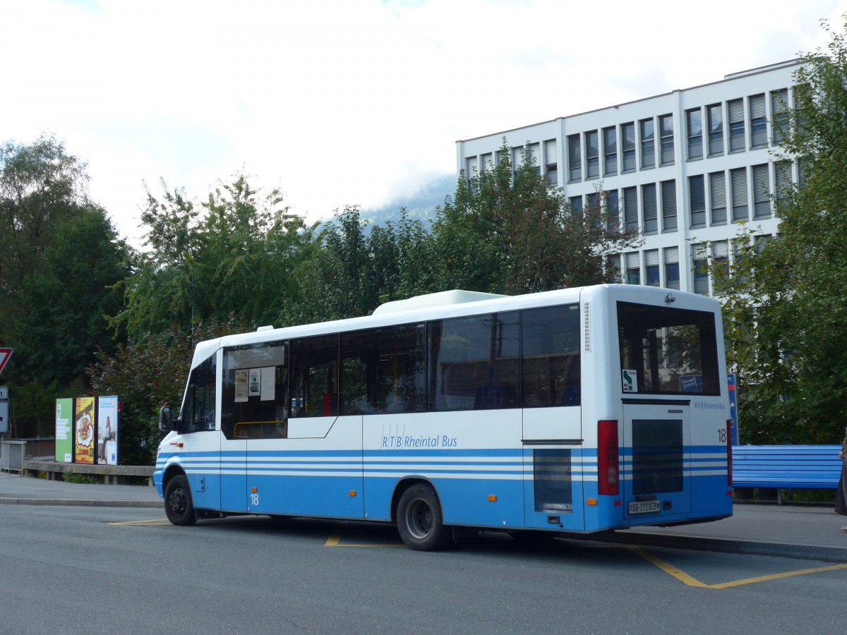 (154'282) - RTB Altst�tten - Nr. 18/SG 311'028 - Mercedes/Kutsenits am 21. August 2014 beim Bahnhof Buchs