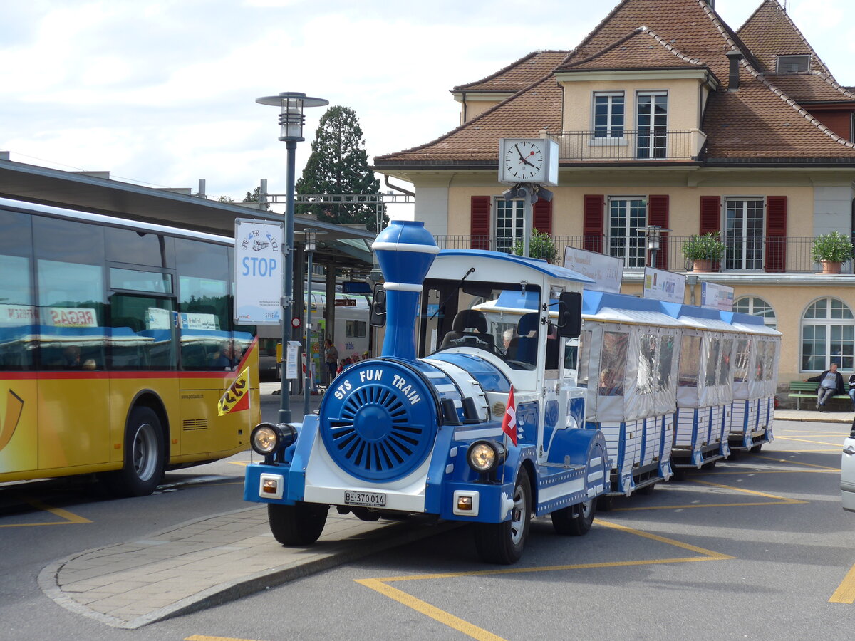 (154'413) - Spiezer Z�gli, Spiez - BE 370'014 - am 24. August 2014 beim Bahnhof Spiez