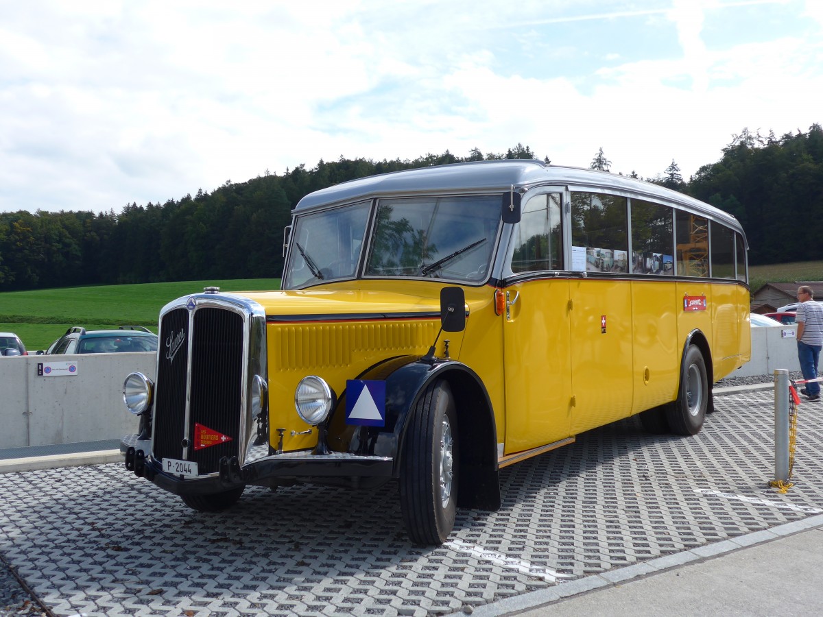 (154'519) - Schmutz, Vaulruz -  P 2044  - Saurer/Saurer (ex Nestl�; ex P 23'019; ex P 2044) am 30. August 2014 in Oberkirch, CAMPUS Sursee