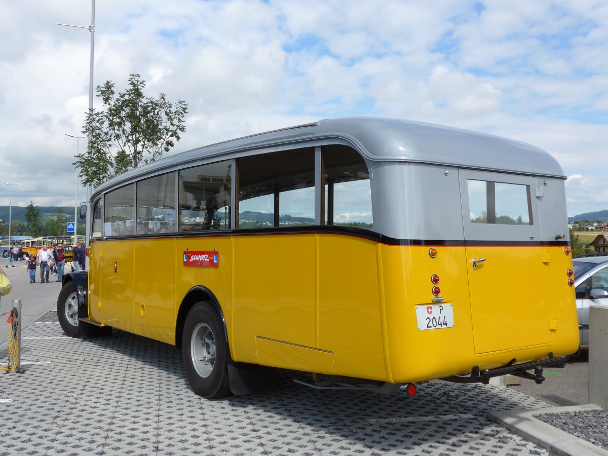 (154'520) - Schmutz, Vaulruz -  P 2044  - Saurer/Saurer (ex Nestl�; ex P 23'019; ex P 2044) am 30. August 2014 in Oberkirch, CAMPUS Sursee