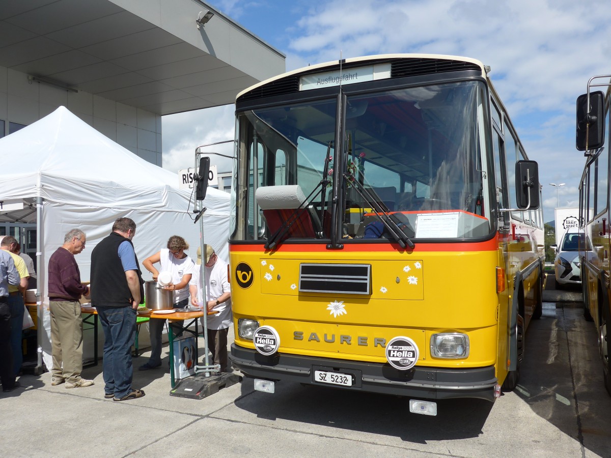 (154'529) - F�ssler, Unteriberg - Nr. 6/SZ 5232 - Saurer/R&J (ex Sch�rch, Gutenburg Nr. 6; ex P 24'358) am 30. August 2014 in Oberkirch, CAMPUS Sursee