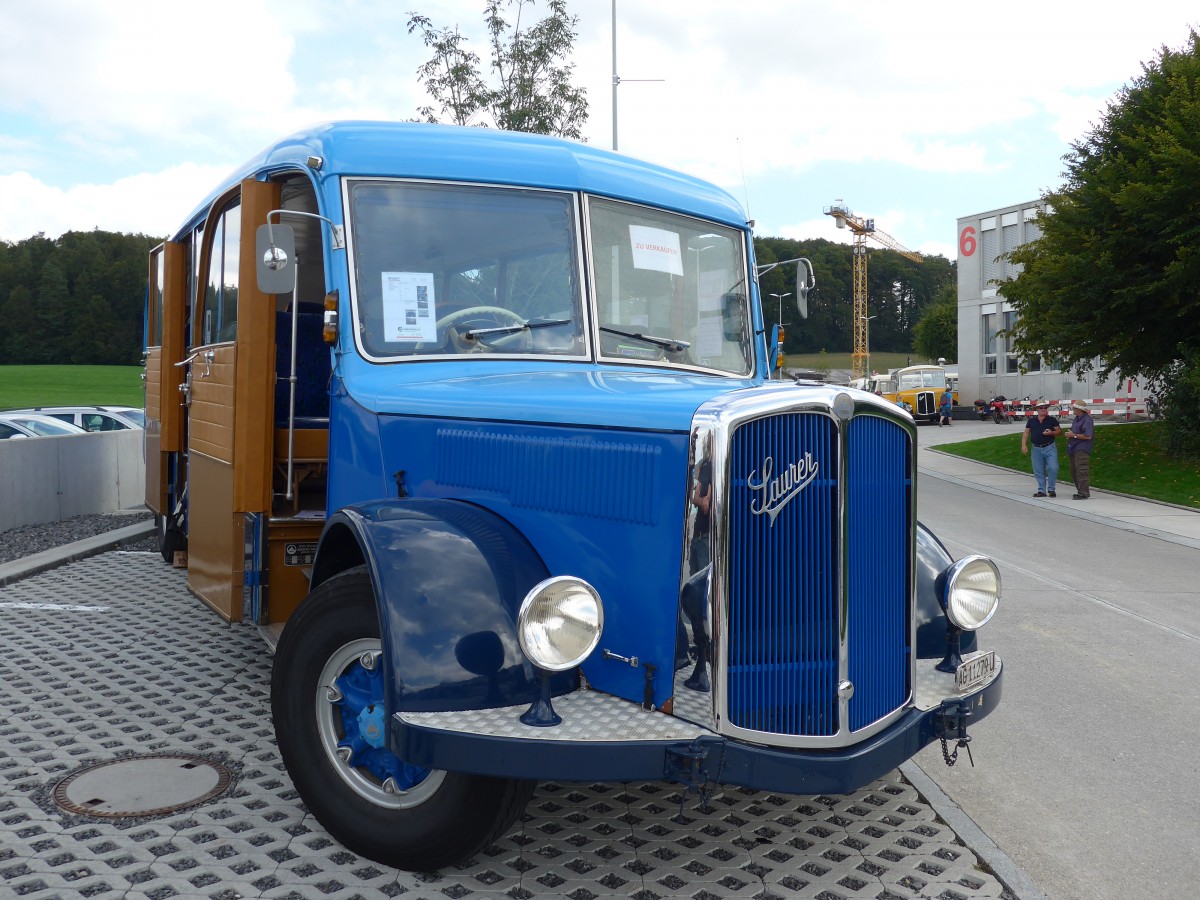 (154'616) - Steinacher, Gansingen - AG 11'279 U - Saurer/Saurer (ex B�rgin, Liestal; ex Gemeinde Spiez, Spiez; ex P 29'990; ex P 24'557; ex AMB Balsthal) am 30. August 2014 in Oberkirch, CAMPUS Sursee
