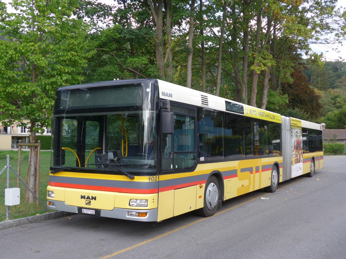 (155'309) - STI Thun - Nr. 102/BE 577'102 - MAN am 20. September 2014 bei der Schiffl�ndte Thun