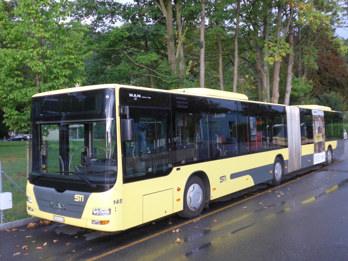 (155'331) - STI Thun - Nr. 145/BE 801'145 - MAN am 21. September 2014 bei der Schiffl�ndte Thun