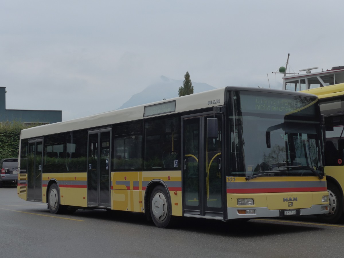(155'585) - STI Thun - Nr. 101/BE 577'101 - MAN am 10. Oktober 2014 bei der Schiffl�ndte Thun