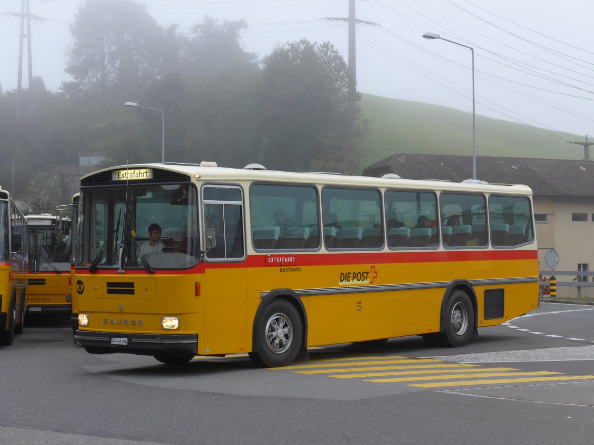 (155'618) - Kammermann, Spiez - BE 650'996 - Saurer/Hess (ex Flury, Balm; ex P 24'233) am 12. Oktober 2014 in K�ssnacht, Rest. Frohsinn