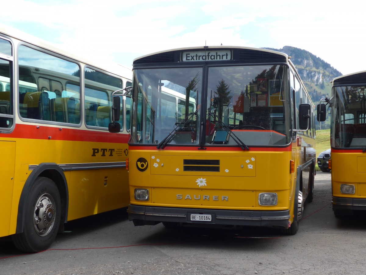 (155'658) - W�thrich, Ursenbach - Nr. 5/BE 10'184 - Saurer/T�scher (ex Sch�rch, Gutenburg Nr. 5; ex Engeloch, Riggisberg Nr. 5; ex P 25'668) am 12. Oktober 2014 in Willerzell, Rest. Sattelegg