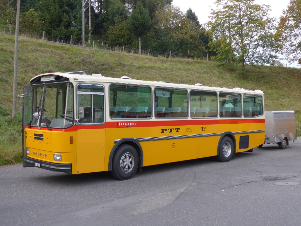 (155'684) - Schmid, Th�rishaus - BE 26'206 - Saurer/T�scher (ex P 24'244) am 12. Oktober 2014 in K�ssnacht, Rest. Frohsinn