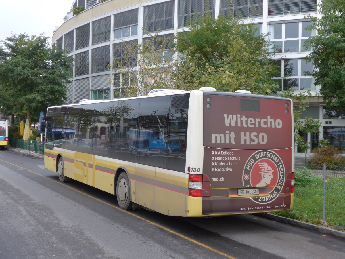 (156'089) - STI Thun - Nr. 130/BE 801'130 - MAN am 26. Oktober 2014 bei der Schiffl�ndte Thun