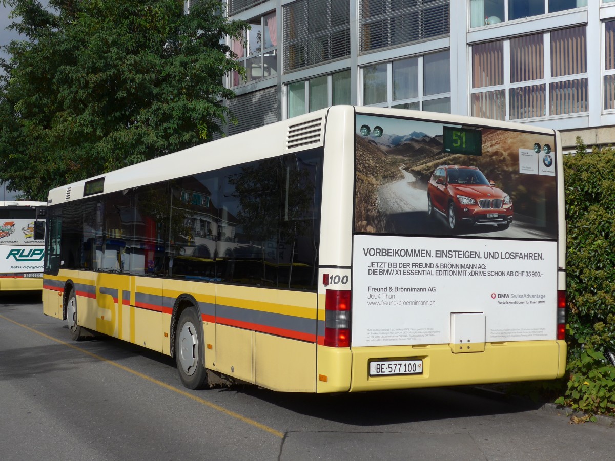 (156'132) - STI Thun - Nr. 100/BE 577'100 - MAN am 27. Oktober 2014 bei der Schiffl�ndte Thun