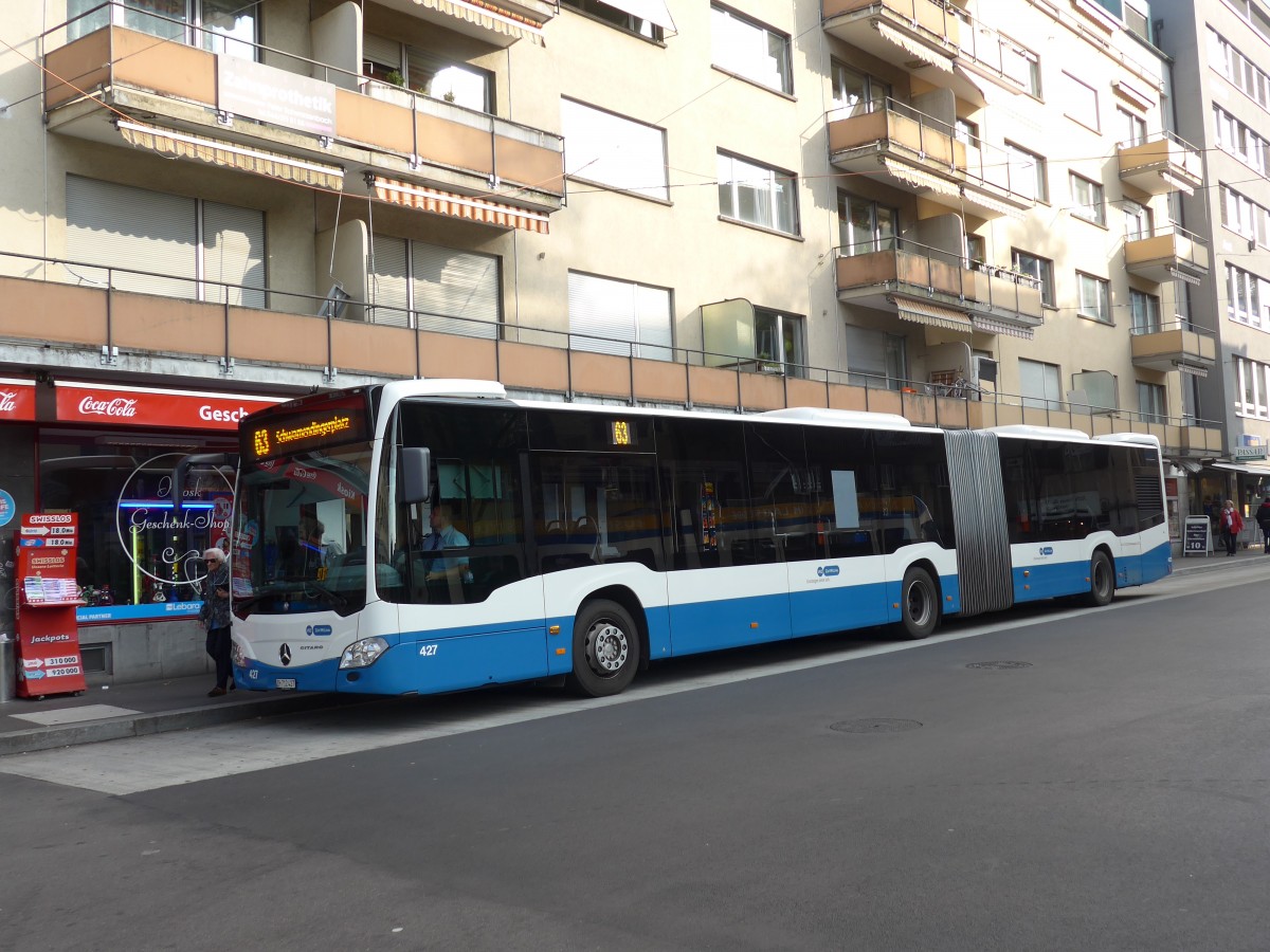 (156'277) - VBZ Z�rich - Nr. 427/ZH 712'427 - Mercedes am 28. Oktober 2014 beim Bahnhof Z�rich-Oerlikon