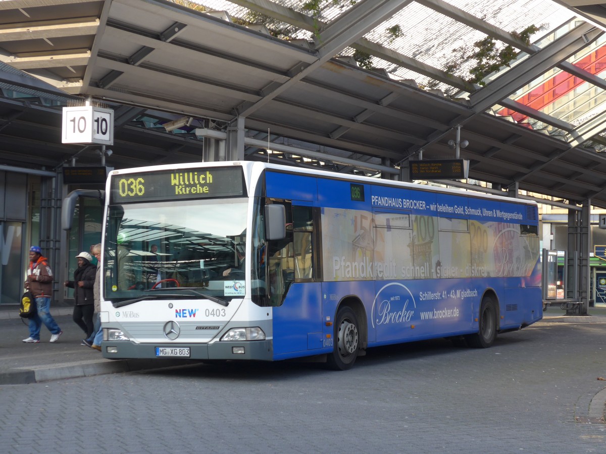 (157'301) - M�Bus, M�nchengladbach - Nr. 403/MG-XG 803 - Mercedes am 22. November 2014 beim Hauptbahnhof M�nchengladbach