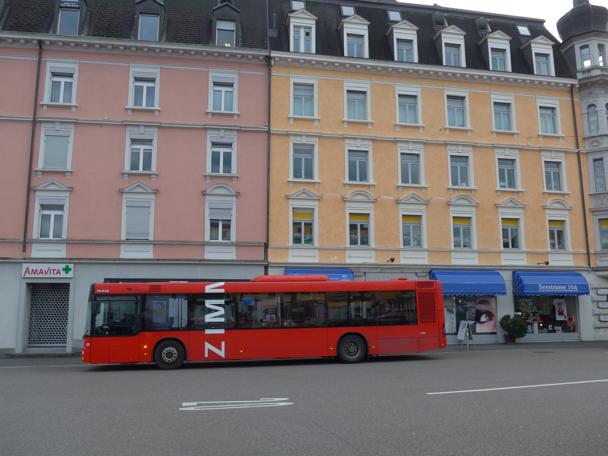 (157'789) - AHW Horgen - Nr. 22/ZH 402'478 - MAN am 14. Dezember 2014 beim Bahnhof W�denswil