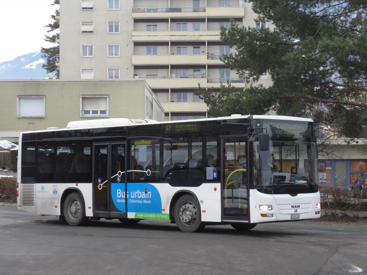 (158'150) - TPC Aigle - VS 241'236 - MAN/G�ppel (ex Evasion, St-Maurice; ex Richard, Mex) am 2. Januar 2015 beim Bahnhof Monthey CFF