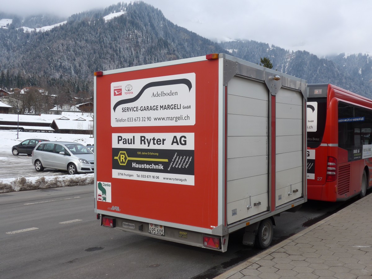 (158'497) - AFA Adelboden - Nr. 60/BE 495'605 - Novatecno Gep�ckanh�nger am 24. Januar 2015 beim Bahnhof Frutigen
