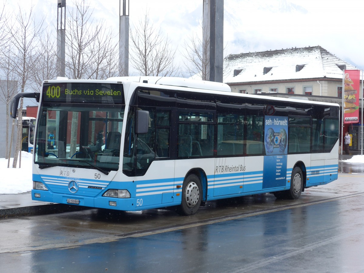 (158'534) - RTB Altst�tten - Nr. 50/SG 150'869 - Mercedes am 1. Februar 2015 beim Bahnhof Sargans