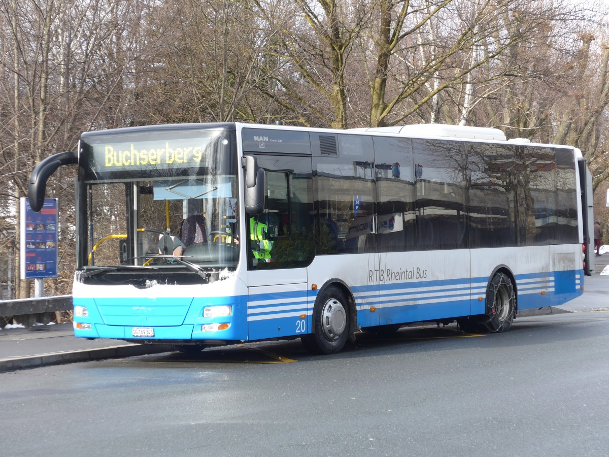 (158'546) - RTB Altst�tten - Nr. 20/SG 169'343 - MAN/G�ppel am 1. Februar 2015 beim Bahnhof Buchs