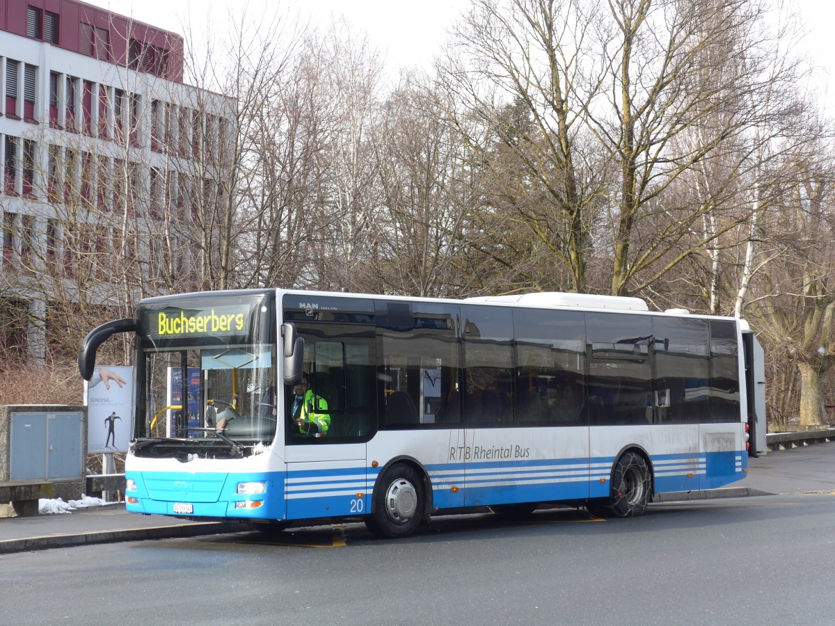 (158'547) - RTB Altst�tten - Nr. 20/SG 169'343 - MAN/G�ppel am 1. Februar 2015 beim Bahnhof Buchs