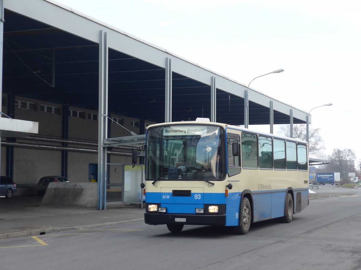 (158'720) - RTB Altst�tten - Nr. 93/SG 376'200 - NAW/Lauber (ex R.G.V. Autobus, Stabio; ex AMSA Chiasso Nr. 23; ex AWA Amden Nr. 3) am 14. Februar 2015 beim Bahnhof Buchs