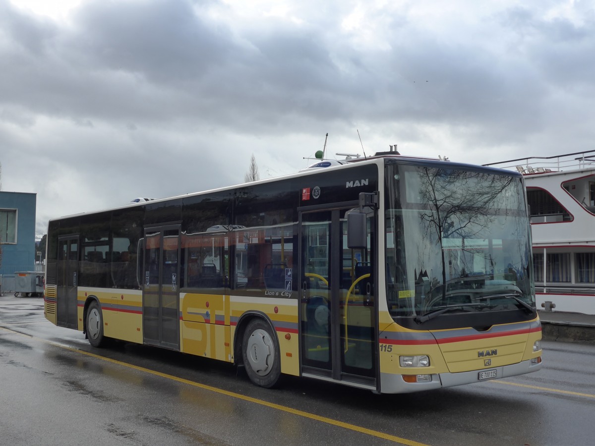 (158'932) - STI Thun - Nr. 115/BE 700'115 - MAN am 2. M�rz 2015 bei der Schiffl�ndte Thun