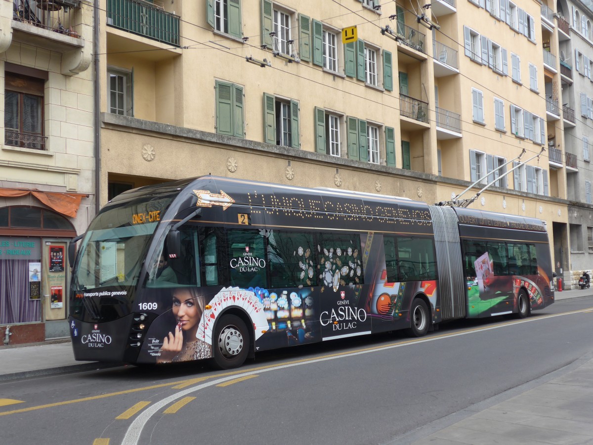(159'115) - TPG Gen�ve - Nr. 1609 - Van Hool Gelenktrolleybus am 14. M�rz 2015 in Gen�ve, Jonction