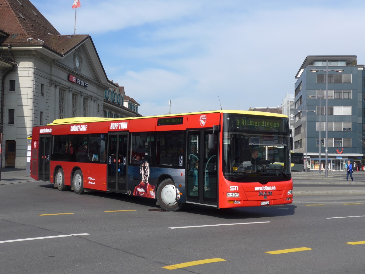 (159'181) - STI Thun - Nr. 149/BE 801'149 - MAN am 16. M�rz 2015 beim Bahnhof Thun