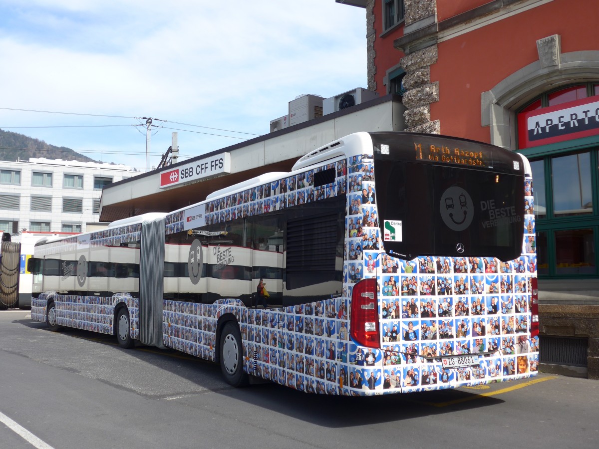 (159'269) - ZVB Zug - Nr. 61/ZG 88'061 - Mercedes am 17. M�rz 2015 beim Bahnhof Arth-Goldau