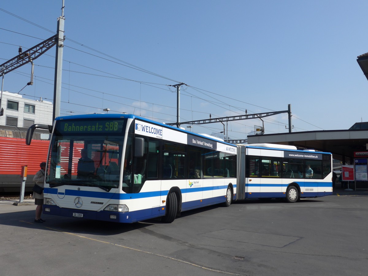 (159'338) - ZVB Zug - Nr. 9/ZG 3359 - Mercedes am 18. M�rz 2015 beim Bahnhof Arth-Goldau
