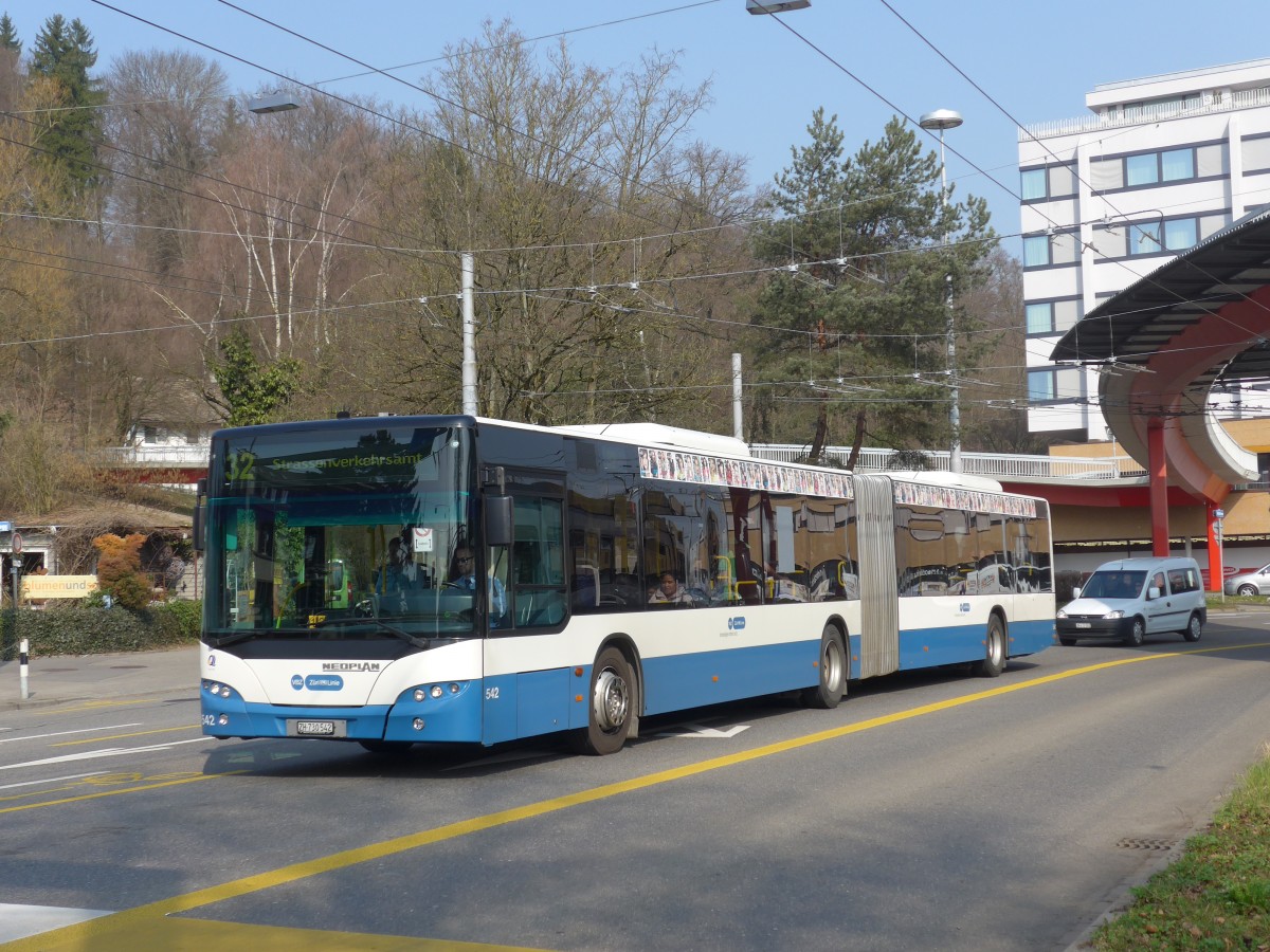 (159'384) - VBZ Z�rich - Nr. 542/ZH 730'542 - Neoplan am 19. M�rz 2015 in Z�rich, Bucheggplatz