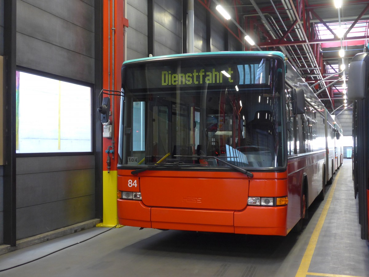 (159'514) - VB Biel - Nr. 84 - NAW/Hess Gelenktrolleybus am 28. M�rz 2015 in Biel, Depot
