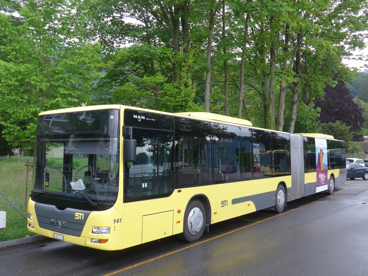 (160'571) - STI Thun - Nr. 141/BE 801'141 - MAN am 21. Mai 2015 bei der Schiffl�ndte Thun