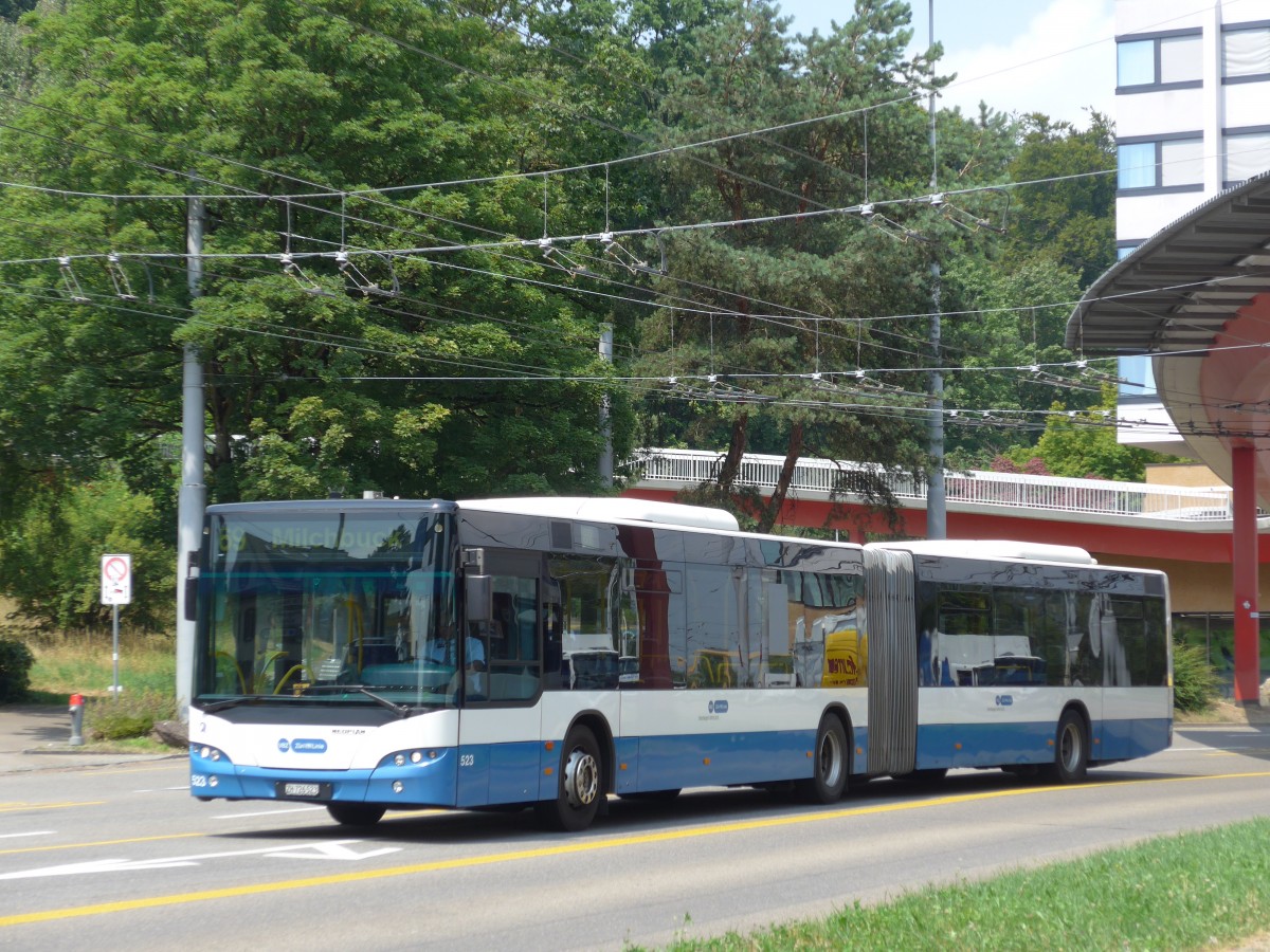 (162'962) - VBZ Z�rich - Nr. 523/ZH 726'523 - Neoplan am 6. Juli 2015 in Z�rich, Bucheggplatz