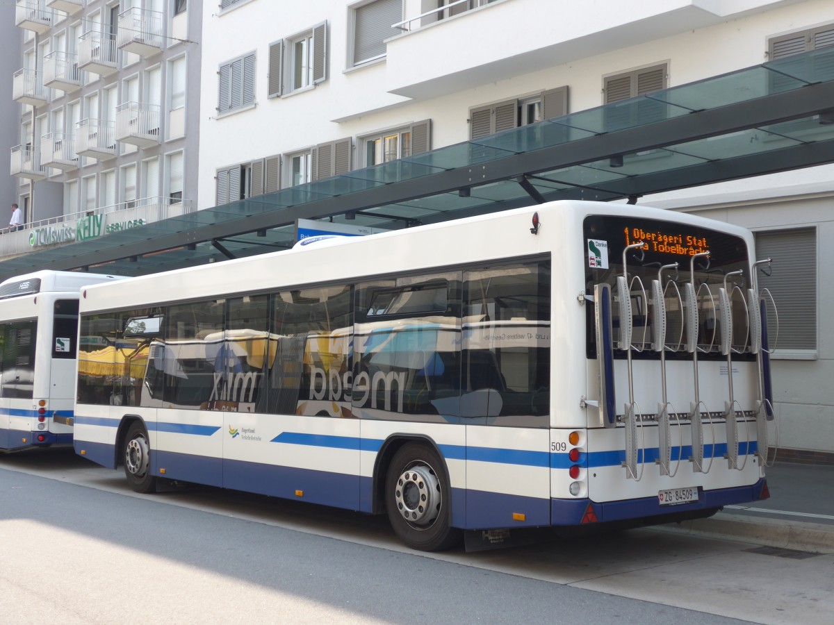 (162'981) - ZVB Zug - Nr. 509/ZG 84'509 - Lanz+Marti/Hess Personenanh�nger am 6. Juli 2015 beim Bahnhof Zug