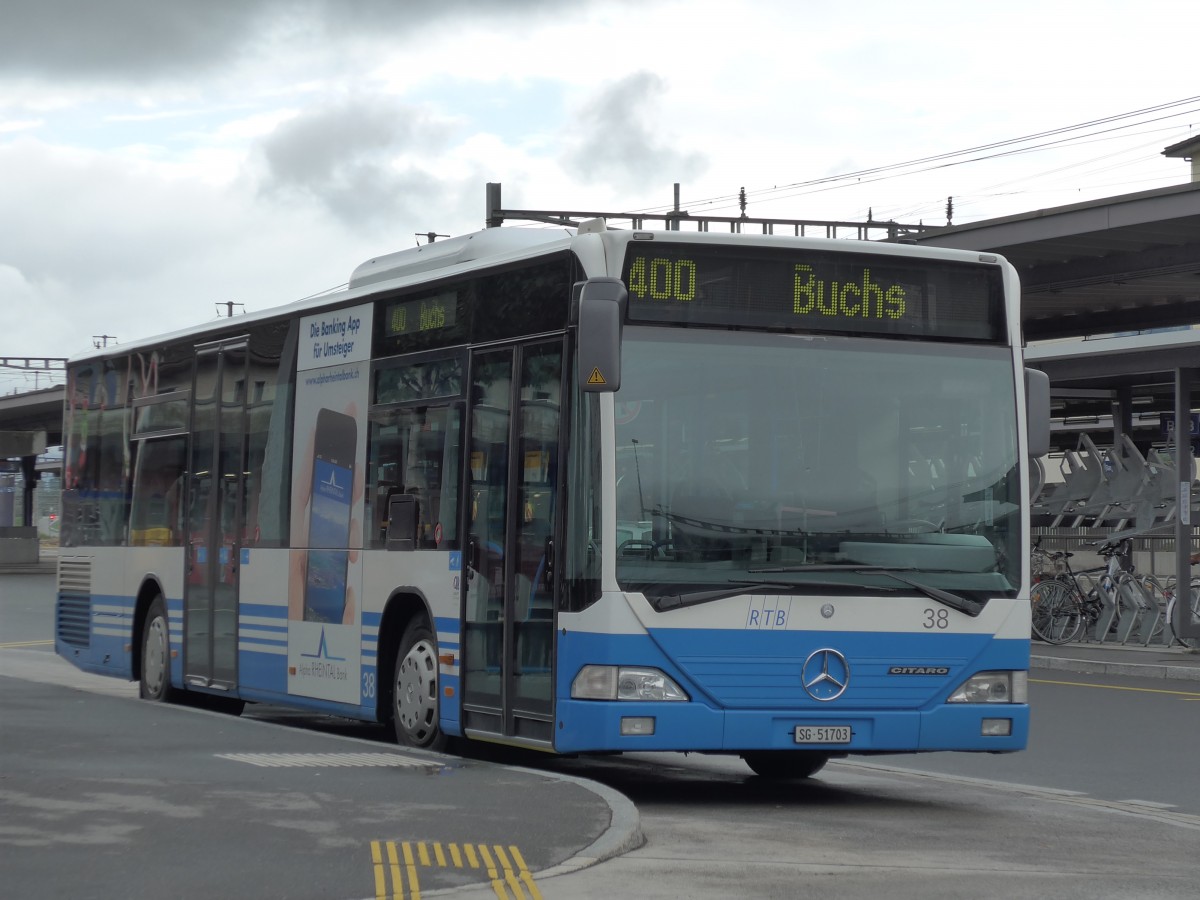 (163'490) - RTB Altst�tten - Nr. 38/SG 51'703 - Mercedes am 16. August 2015 beim Bahnhof Sargans