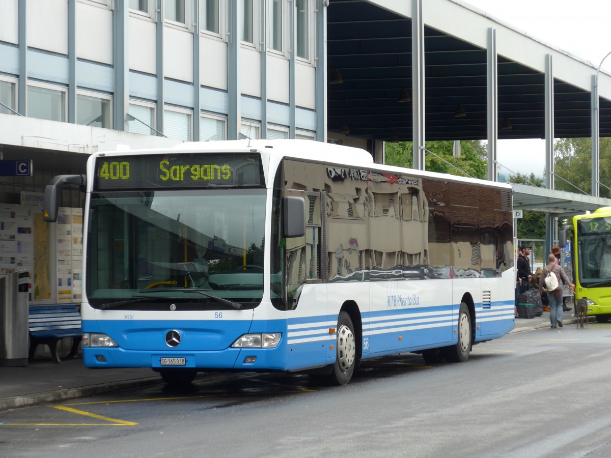 (163'497) - RTB Altst�tten - Nr. 56/SG 165'038 - Mercedes am 16. August 2015 beim Bahnhof Buchs