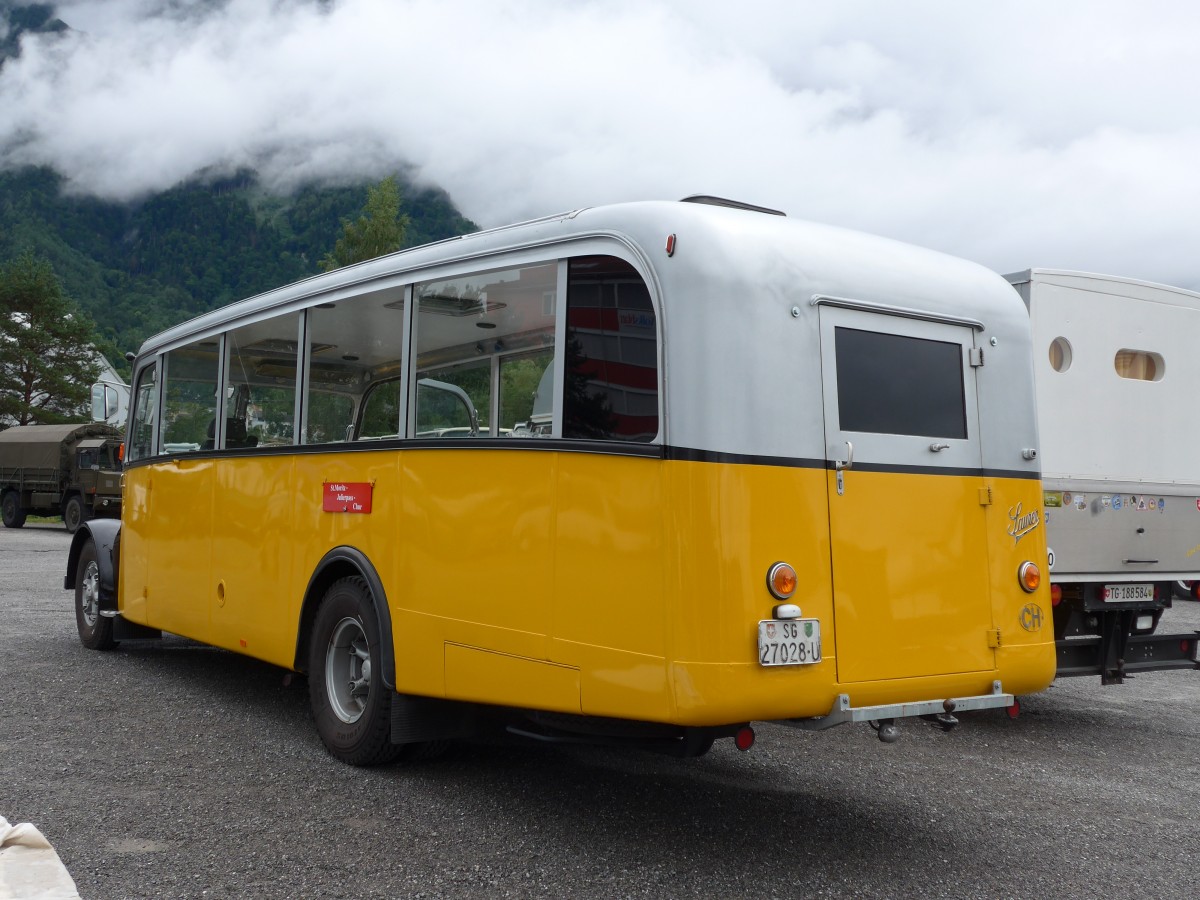 (163'590) - Aus der Schweiz: Remund, Niederuzwil - SG 27'028 U - Saurer/Saurer (ex Keel, Illnau; ex P 23'110; ex P 2164) am 16. August 2015 in Schaan, Wohnbustreffen