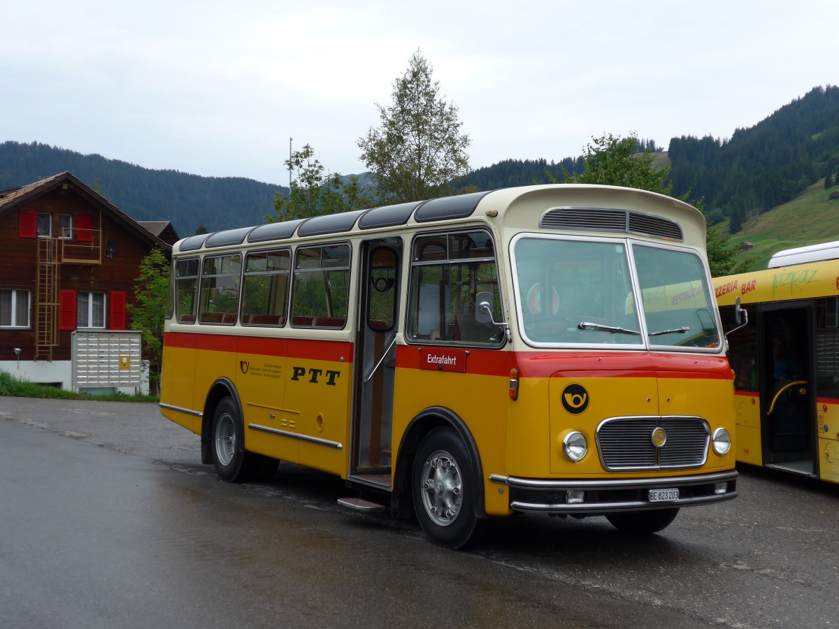 (163'790) - Rentsch, Gunten - BE 823'203 - FBW/Gangloff (ex P 23'203; ex P 21'003) am 23. August 2015 in Habkern, Z�undli