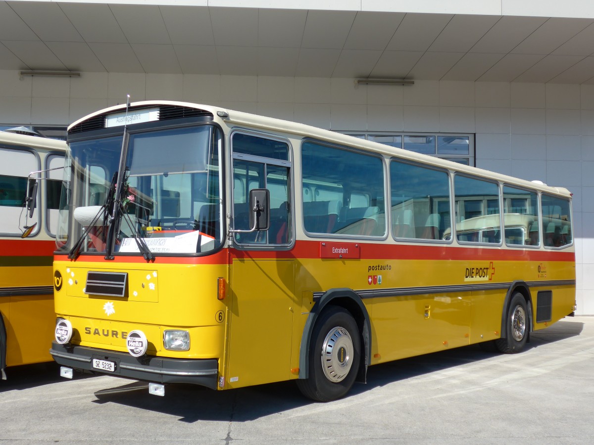 (163'885) - F�ssler, Unteriberg - Nr. 6/SZ 5232 - Saurer/R&J (ex Sch�rch, Gutenburg Nr. 6; ex P 24'358) am 29. August 2015 in Oberkirch, CAMPUS Sursee