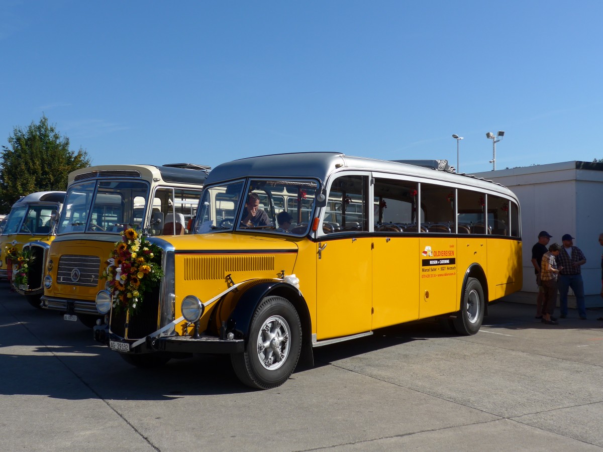 (163'894) - Suter, Herznach - AG 29'132 - Saurer/T�scher (ex Geissmann, H�gglingen; ex P 23'070) am 29. August 2015 in Oberkirch, CAMPUS Sursee