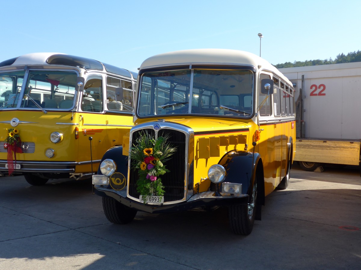(163'896) - Bl�chlinger, Endingen - AG 69'937 - Saurer/T�scher (ex Dubach, Walde; ex Spescha, Andiast) am 29. August 2015 in Oberkirch, CAMPUS Sursee