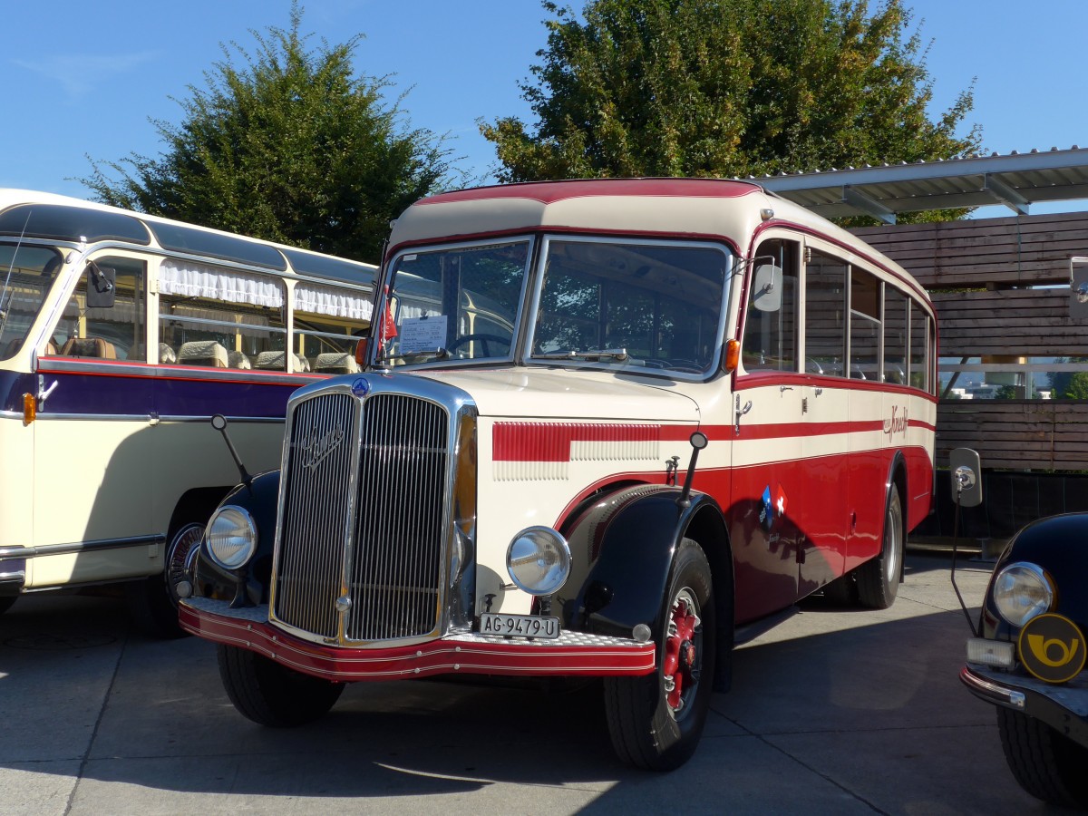(163'901) - Knecht, Windisch - AG 9479 U - Saurer/T�scher (ex Schweizer Armee; ex P 23'073) am 29. August 2015 in Oberkirch, CAMPUS Sursee