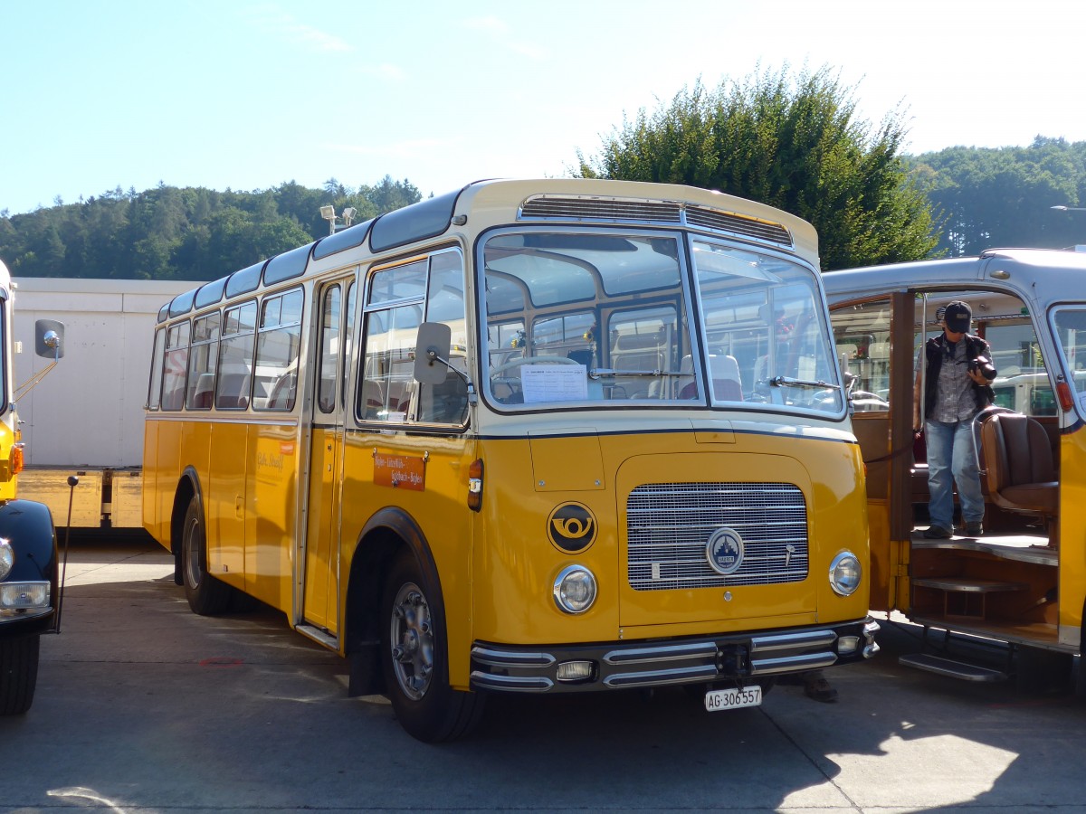 (163'943) - Streiff, Gelterkinden - AG 306'557 - Saurer/Gangloff (ex Oldie-Tours Z�risee, Wollerau; ex OTAG Wald; ex Leibundgut, Obergoldbach; ex Krebs, Belpberg) am 29. August 2015 in Oberkirch, CAMPUS Sursee
