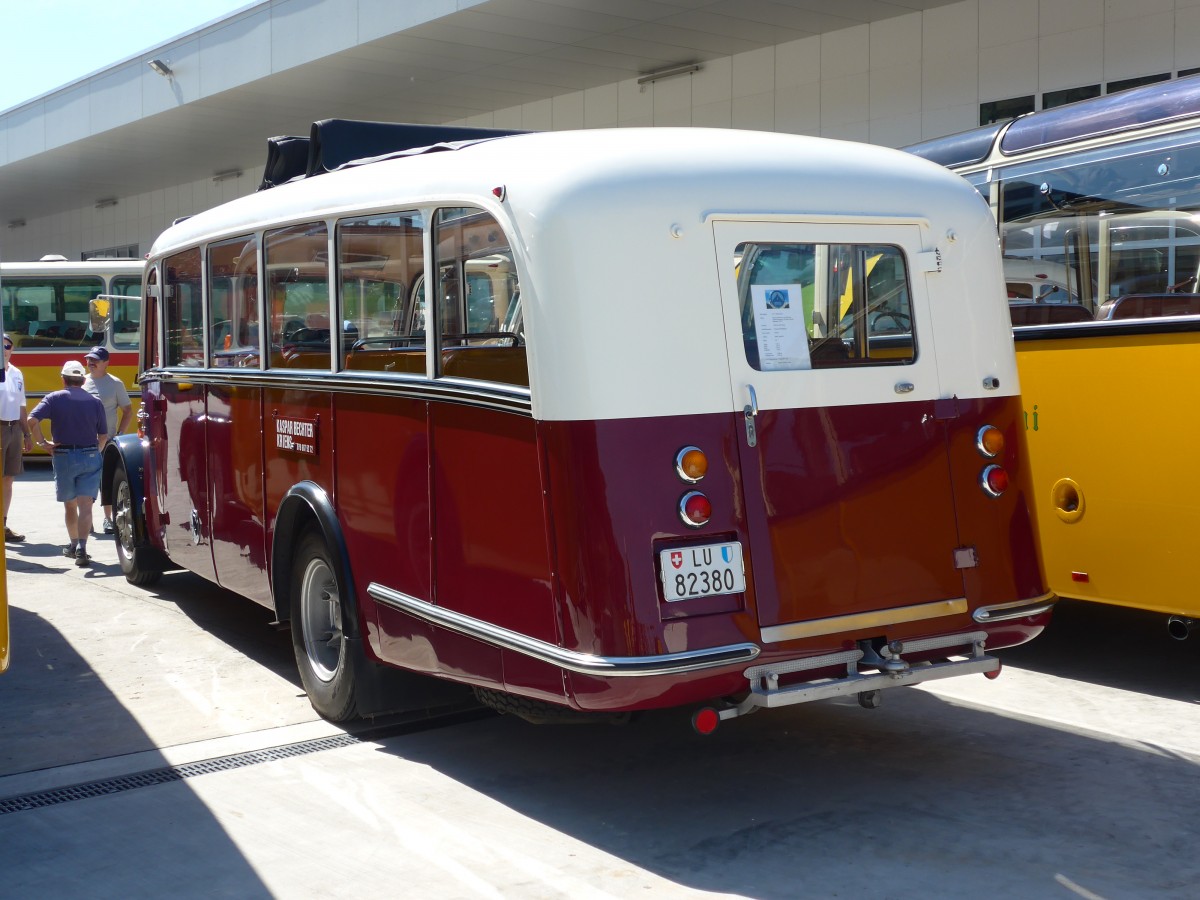 (164'135) - Bechter, Kriens - LU 82'380 - Saurer/Krapf (ex M�nch, D-Marienberg; ex Spirig, Widnau; ex RhV Altst�tten Nr. 33; ex Th�r, Eichberg) am 29. August 2015 in Oberkirch, CAMPUS Sursee