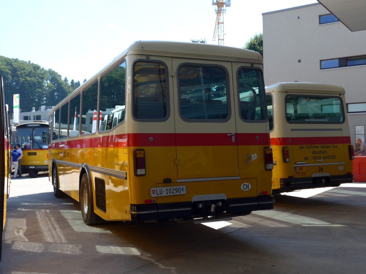 (164'145) - Amstein, Willisau - LU 10'290 - Saurer/T�scher (ex Allemann, Niederbipp; ex Semadeni, Poschiavo; ex Kasper, Poschiavo; ex PostAuto Graub�nden; ex P 24'285) am 29. August 2015 in Oberkirch, CAMPUS Sursee